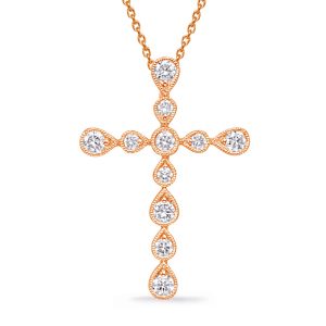 Rose Gold  Diamond Cross