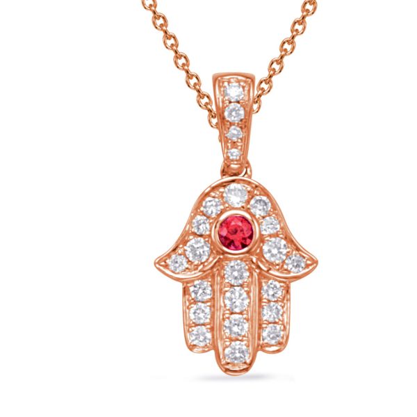 Rose Gold Diamond & Ruby Pendant