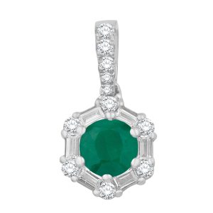 White Gold Diamond & Emerald Pendant