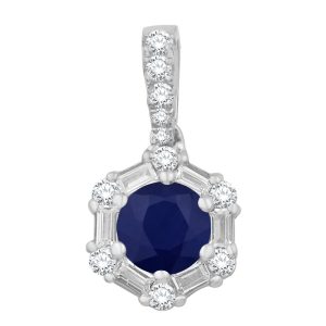 White Gold Diamond & Sapphire Pendant