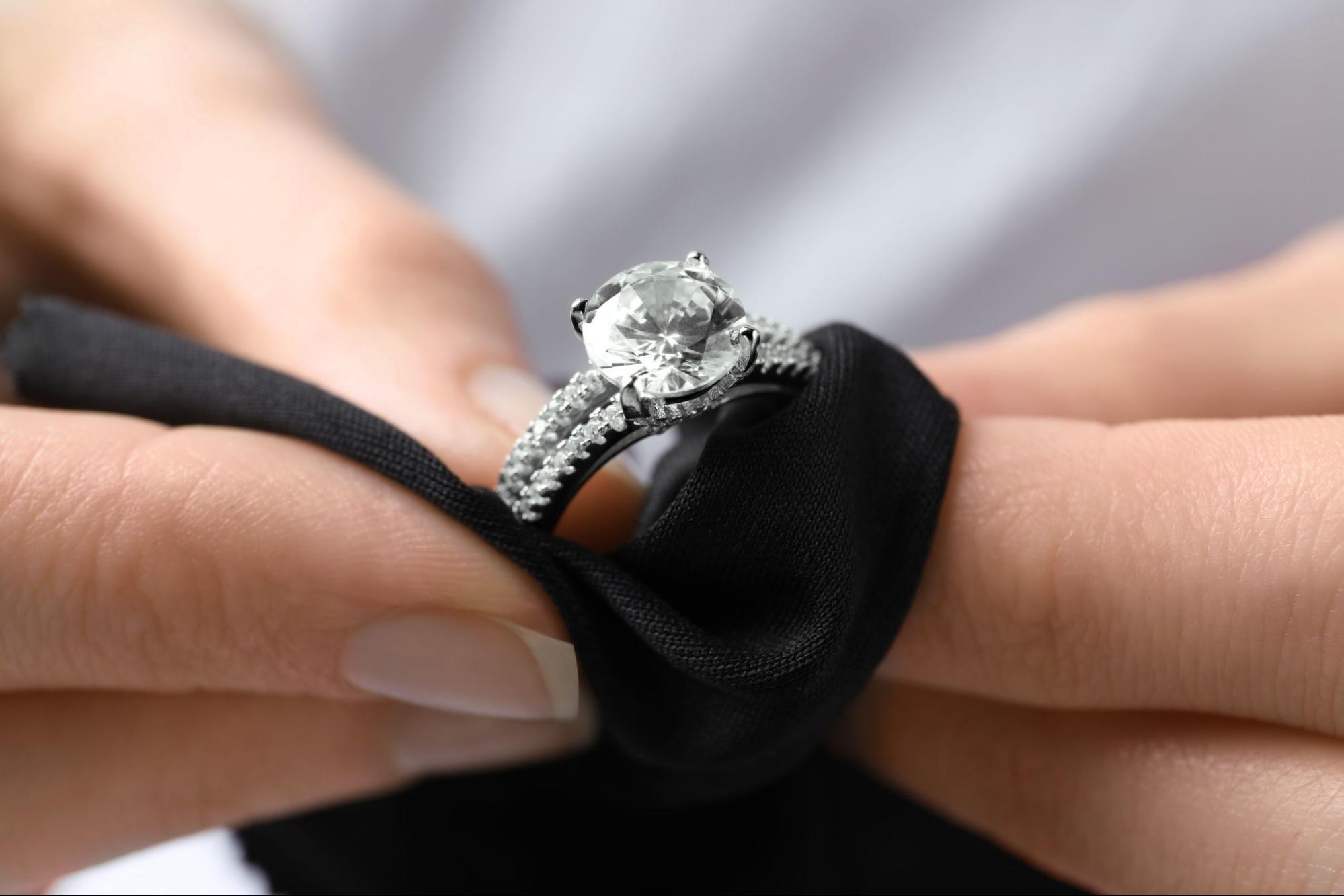A diamond ring being polished